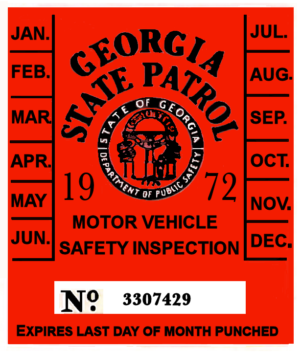 1972 Georgia Inspection Sticker